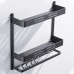 Punch  Free Bathroom Shelf Toilet Storage Shelf Wall Hanging Toilet Restroom Black Towel Rack Rod with Hook