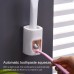 2 PCS Punch  Free Automatic Toothpaste Squeezing Device Household Plastic Wall Hanging Lazy Toothpaste Holder  Pink