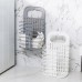 Household Bathroom Wall  Mounted Perforation  Free Folding Dirty Clothes Basket Toy Storage Basket  White