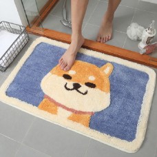 Cartoon Flocking Carpet Home Bathroom Non  slip Absorbent Pad  Size  45 65 cm  Akita